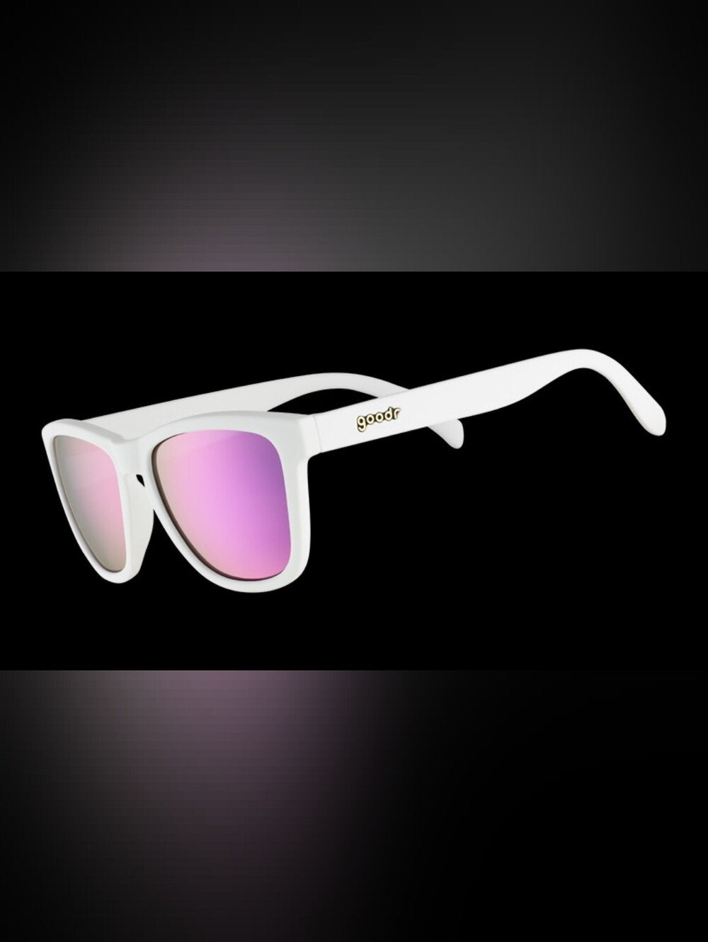 goodr - OG Side Scroll Eye Roll Sunglasses - White with Pink Mirror Lenses - Picture 4 of 7